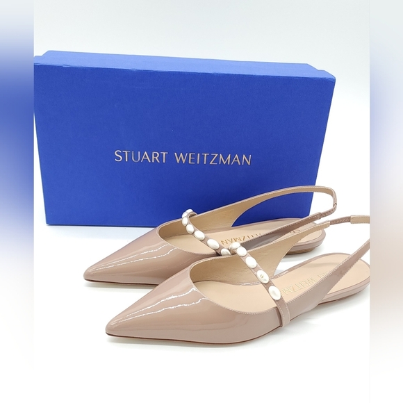 Stuart Weitzman Emilia Pearlita Slingback Patent Leather Flats Women's Size 9 - Picture 1 of 12